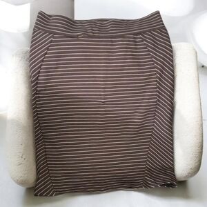 Toad & Co skirt size small horizontal & diagonal stripes brown white str…